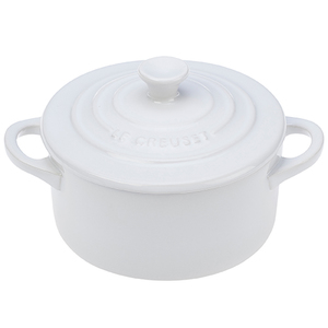 8oz Mini Round Stoneware Cocotte White