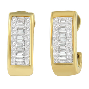 14k Yellow Gold 1ct TDW Diamond Princess and Baguette Earrings (H-I, SI1-SI2)