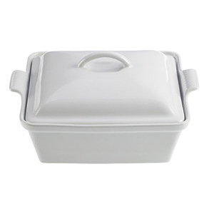 2.5qt Stoneware Covered Square Casserole White