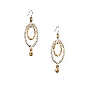 Two-Tone Oval Drop Earrings