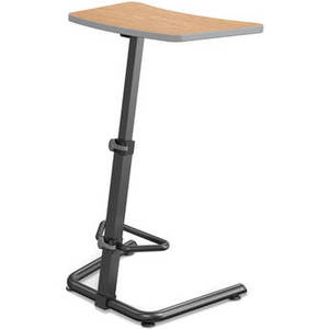 Up-Rite Height Adjustable Sit/Stand Desk (Castle Oak Finish, Platinum Edge)