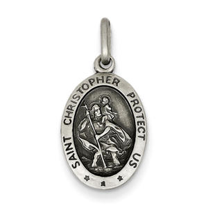 Sterling Silver St.Christopher Oval Medal Charm