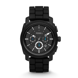 Mens Machine Chronograph Black Silicone Watch