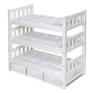 Badger Basket 1-2-3 Convertible Doll Bunk Bed with 3 Storage Baskets - White Rose