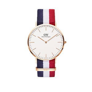 Classic Cambridge 40mm Rose Gold Case Watch w/ Stripe NATO Strap