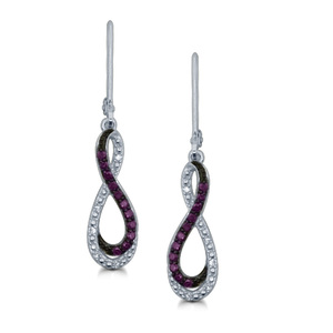 10K White Gold 1/3Cttw P/W Pear Shped Horiz Fig 8 Leverback Earrings