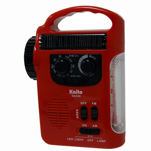 Solar & Crank Rechargeable Radio/Flashlight Red