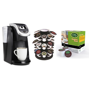 K250 Brewer w/ Carousel Tower & 18ct Breakfast Blend K-Cups Black