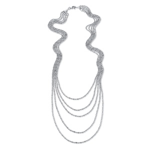 PalmBeach Jewelry Silvertone Multi-Chain Beaded Waterfall Necklace 36&quot;