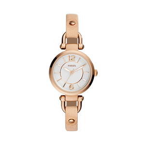 Ladies Georgia Beige Sand Leather Strap Watch White Dial