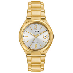 Ladies Corporate Exclusive Eco-Drive Gold Stainless Steel Watch Gold Dial