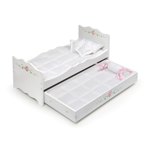 Badger Basket Doll Bed with Trundle - White Rose