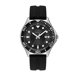 Mens Black Silicone Strap Drivers Watch Black Dial