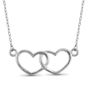 JewelonFire Sterling Silver Double Heart Pendant