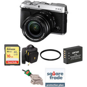 X-E3 Mirrorless Digital Camera with 18-55mm Lens Deluxe Kit (Silver)