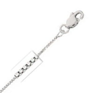 10k White Gold 20&quot;  0.9mm Box Chain Necklace - Lobster-claw