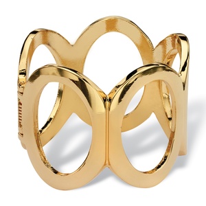 PalmBeach Jewelry Polished Oval-Link Hinged Bangle Bracelet in Gold Tone (60mm)