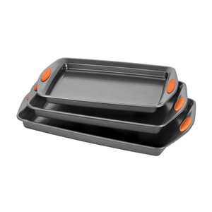 Rachael Ray 3 Piece Cookie Pan Set Orange