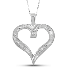 1/4 Carat T.W White Diamond Sterling Silver Heart Pendant